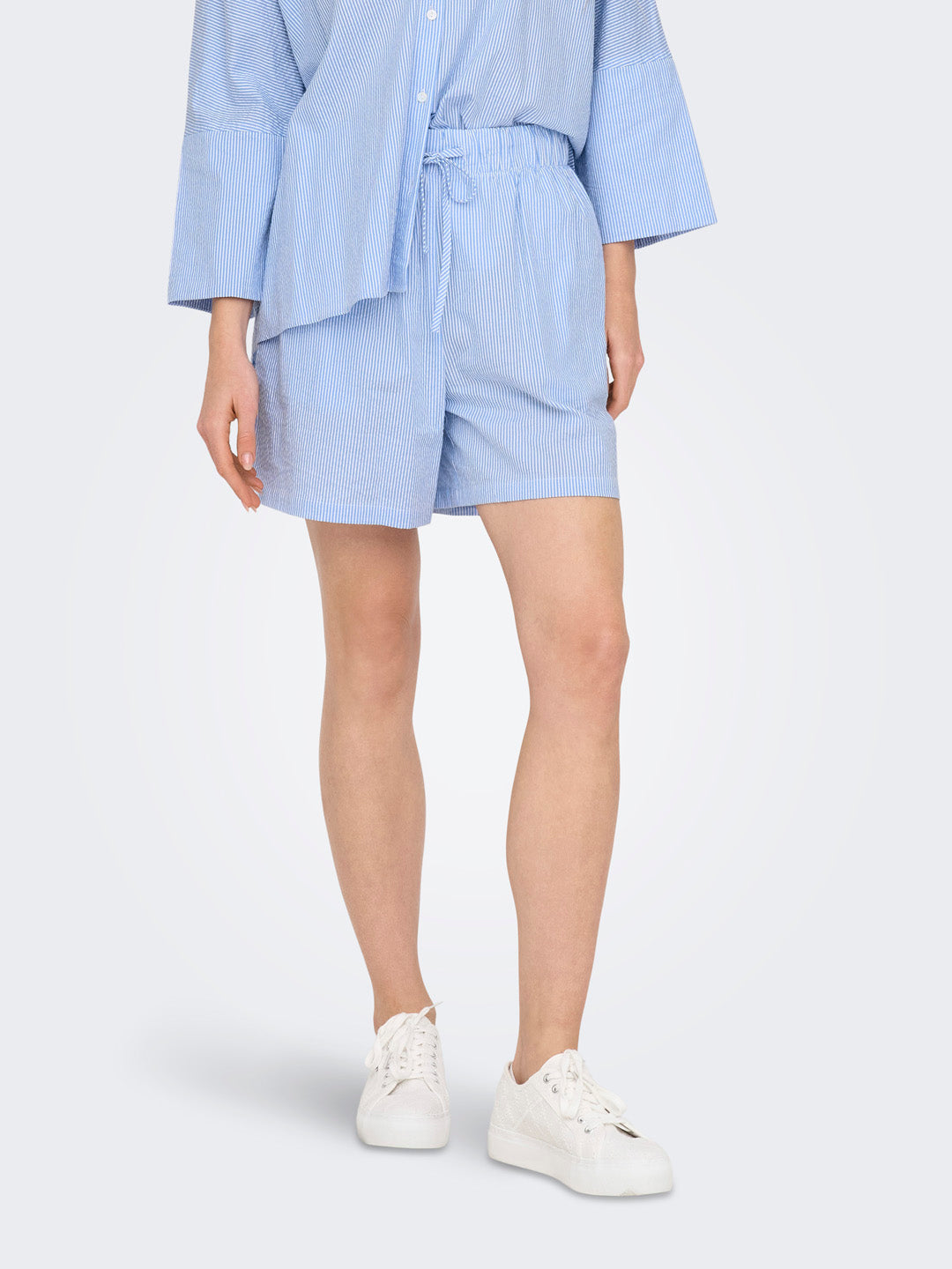 Light Blue Striped Shorts