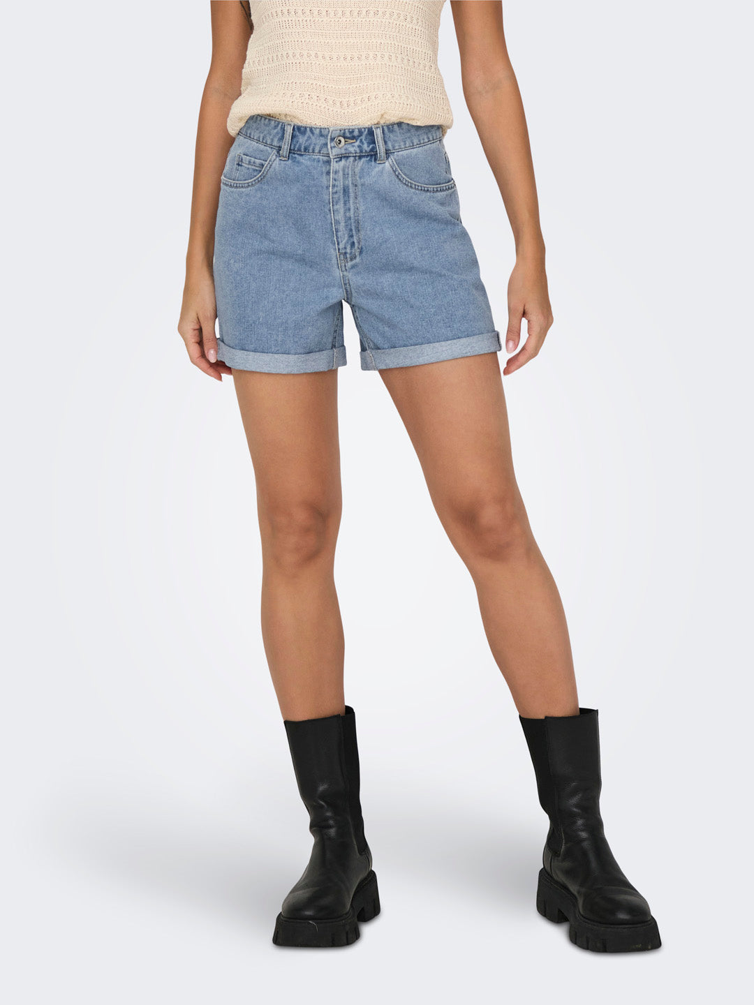 Light Blue High Rise Denim Shorts