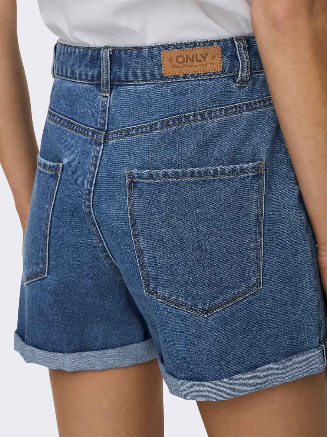 Blue High Rise Denim Shorts
