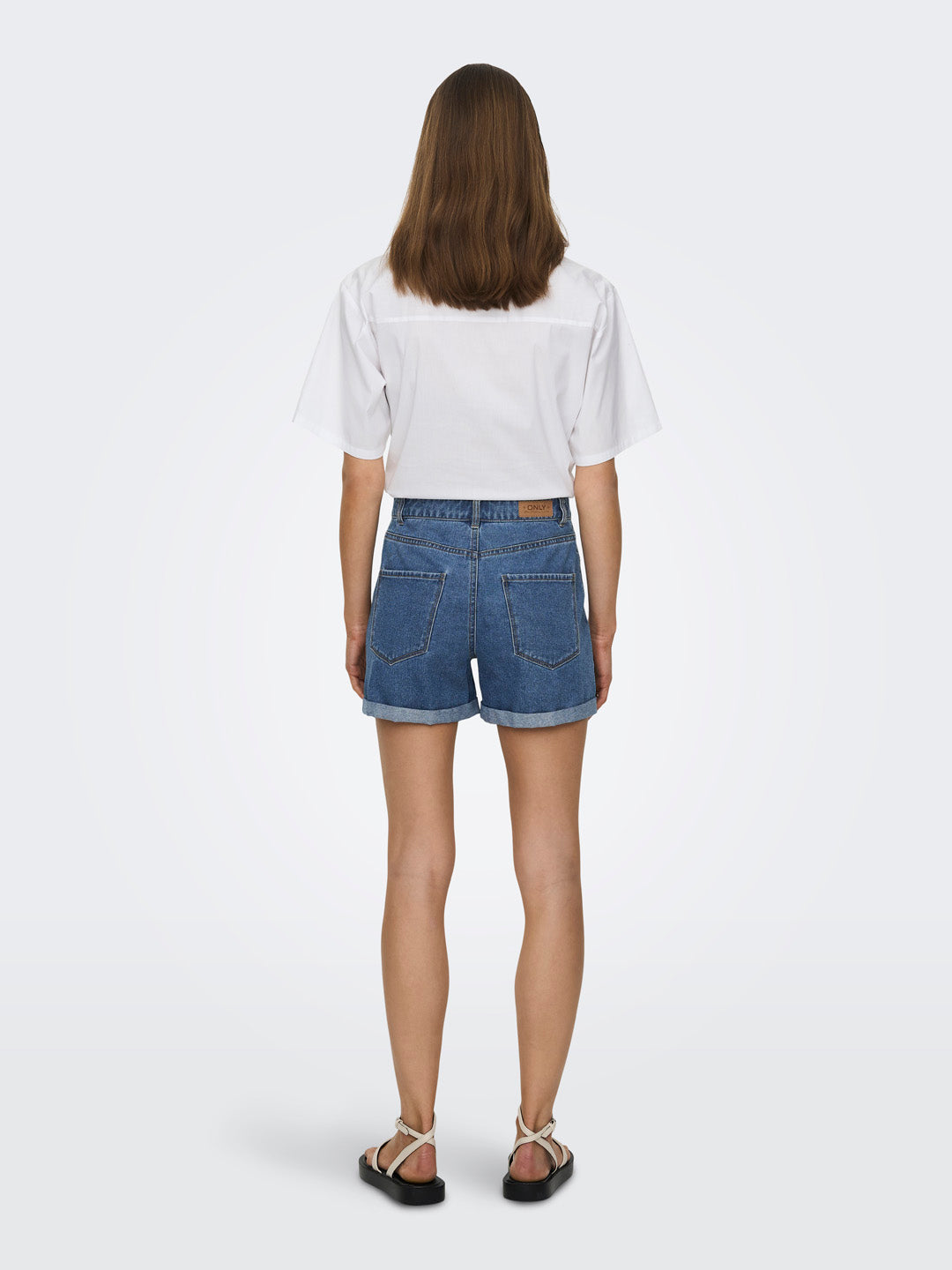 Blue High Rise Denim Shorts