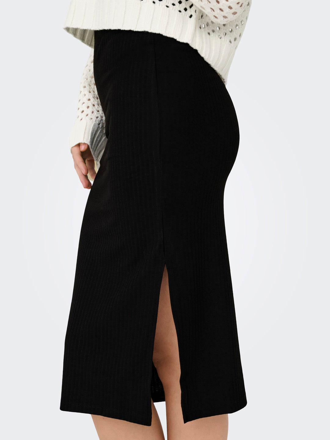 Black Slit Midi Skirt