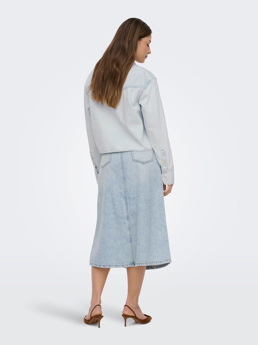 Light Blue High Rise Denim Skirt