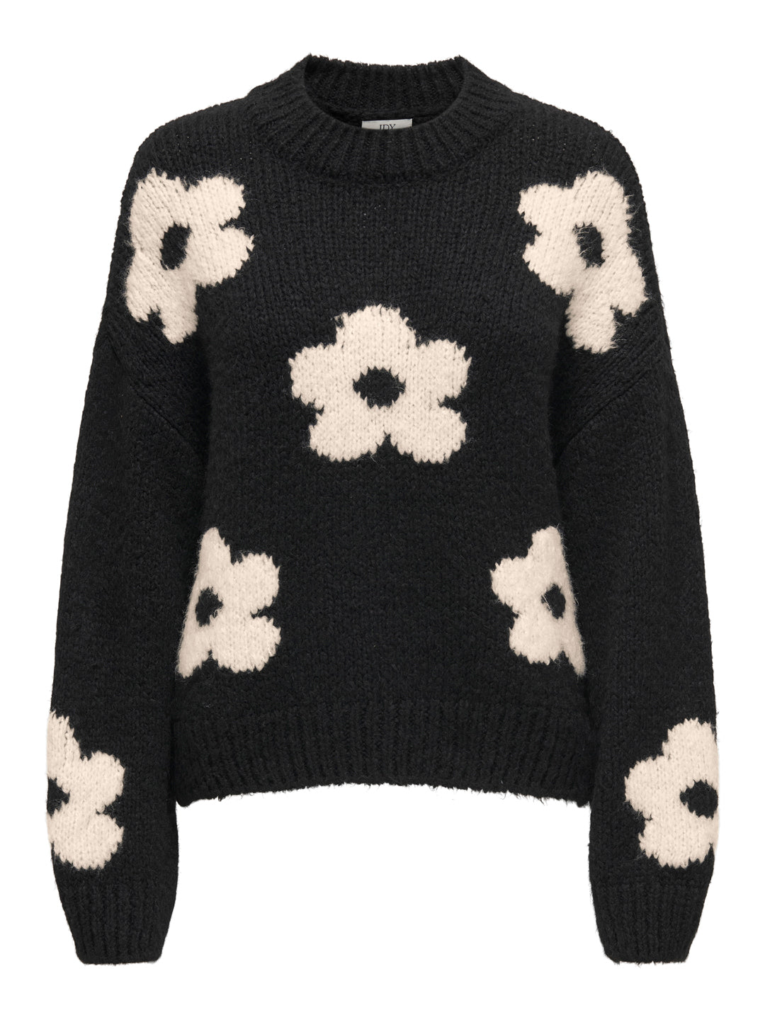 Black Floral High Neck Pullover