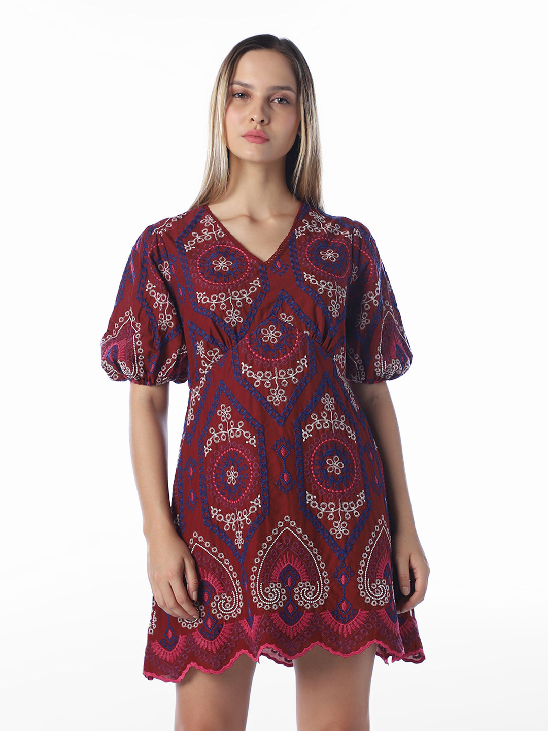 Rust Brown Floral Printed Dress