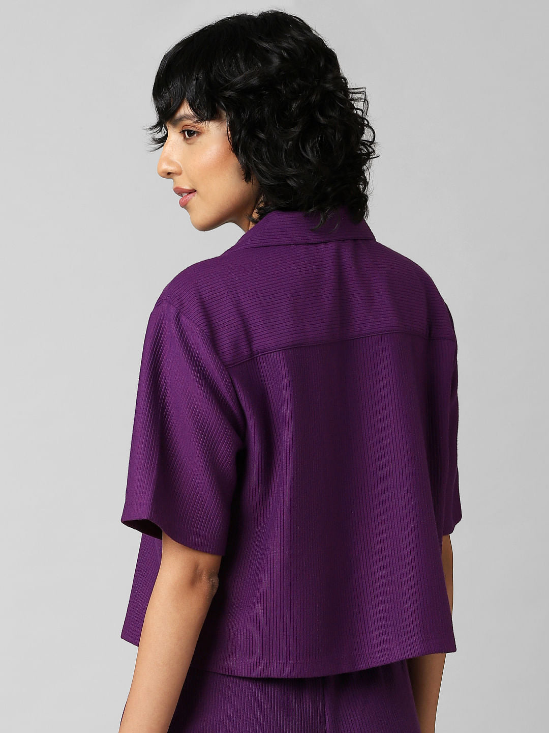 Purple Resort Collar Jersey Co-Ord Shirt