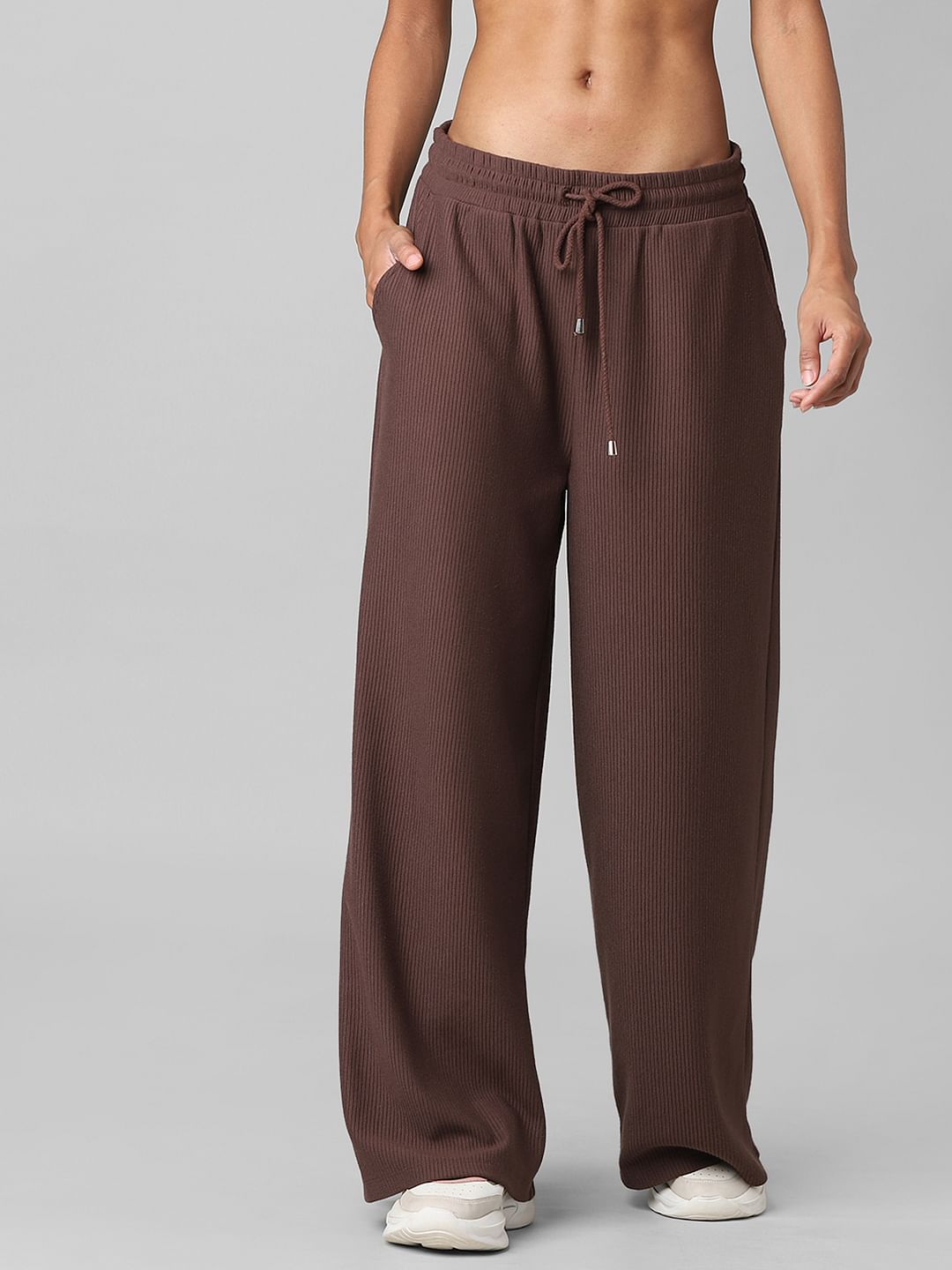Brown High Rise Ribbed Co-Ord Pants