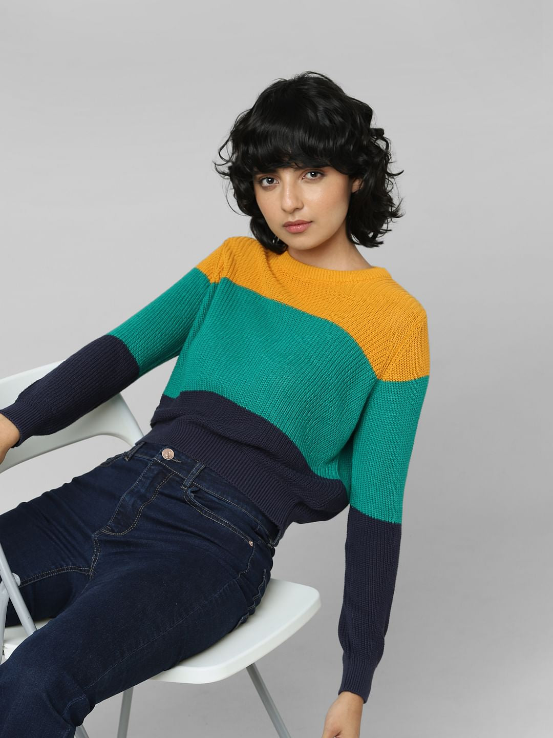 Yellow Colourblocked Pullover
