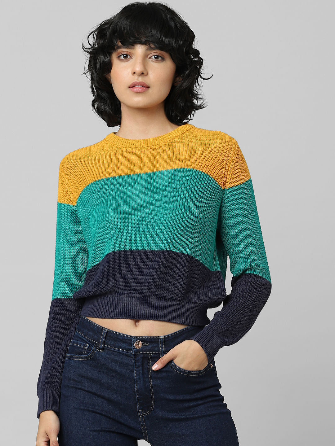 Yellow Colourblocked Pullover