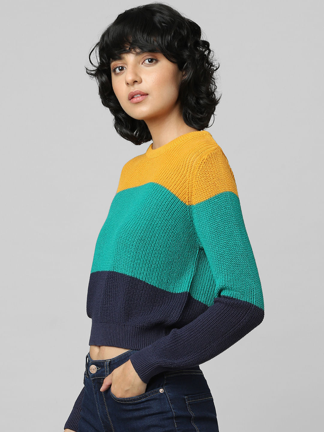 Yellow Colourblocked Pullover