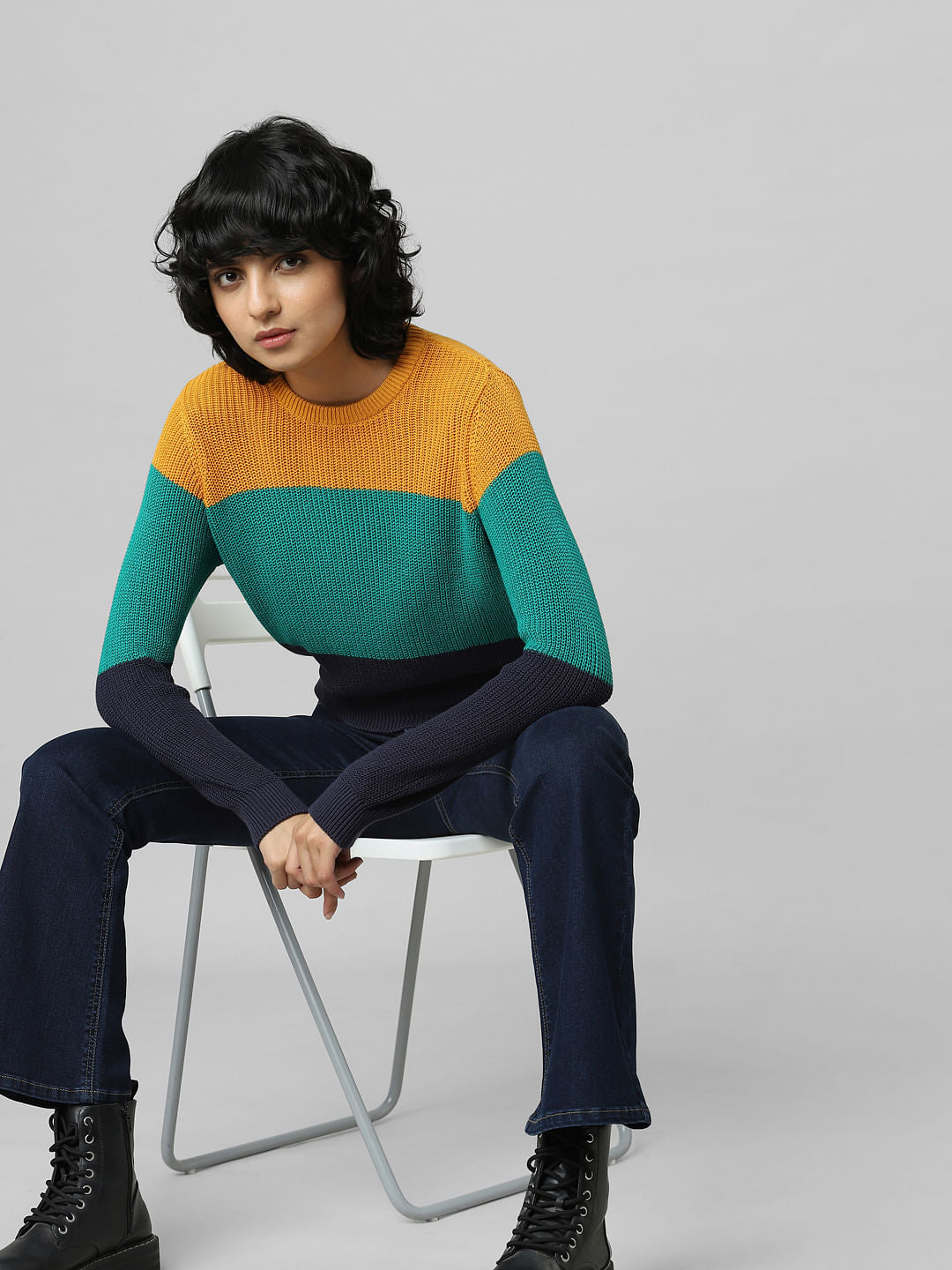 Yellow Colourblocked Pullover