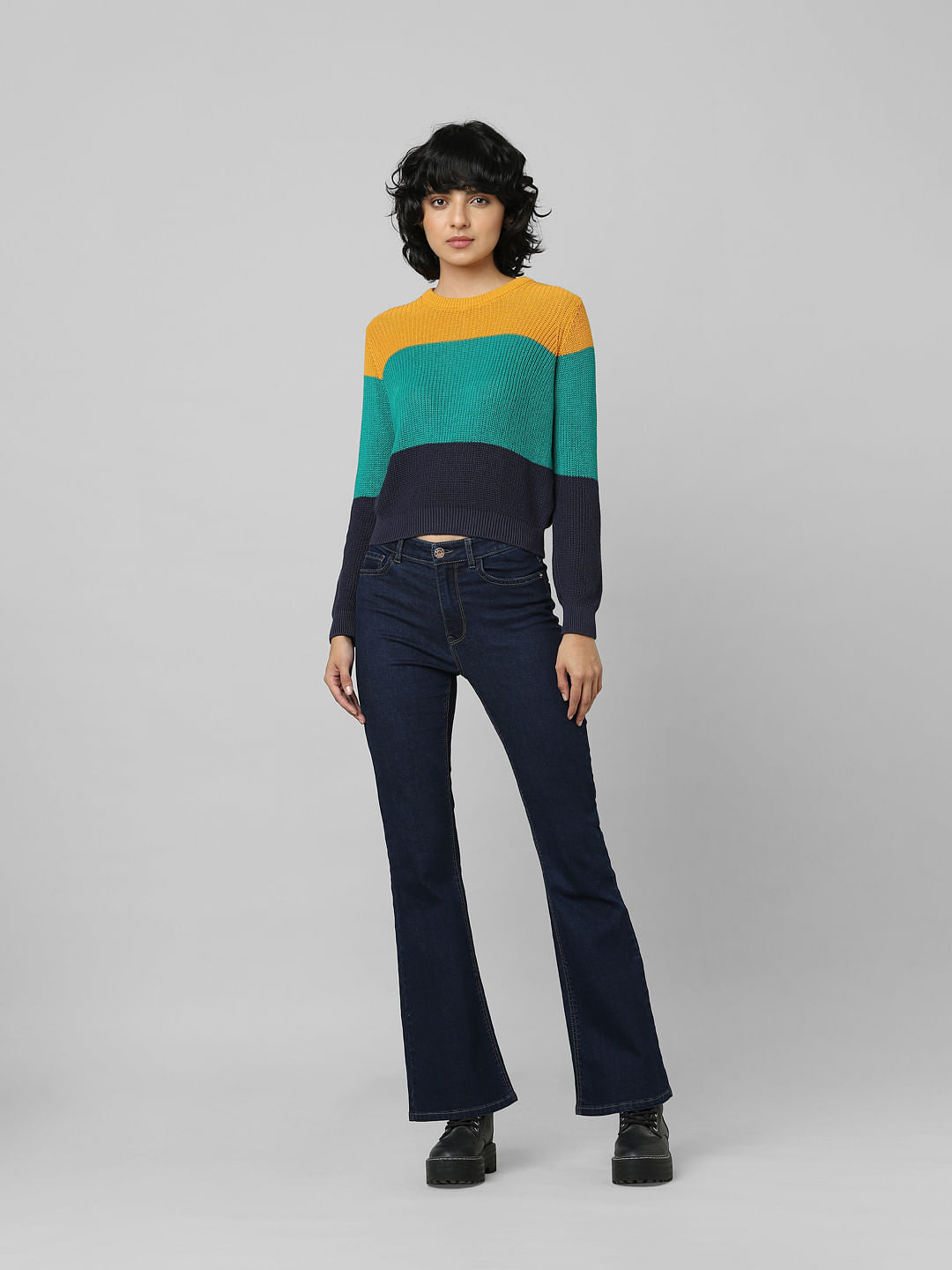 Yellow Colourblocked Pullover