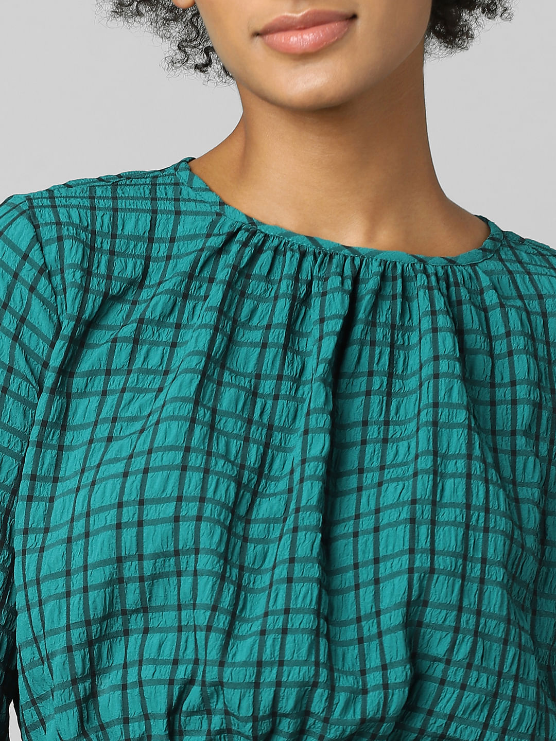 Green Check Tie-Up Top