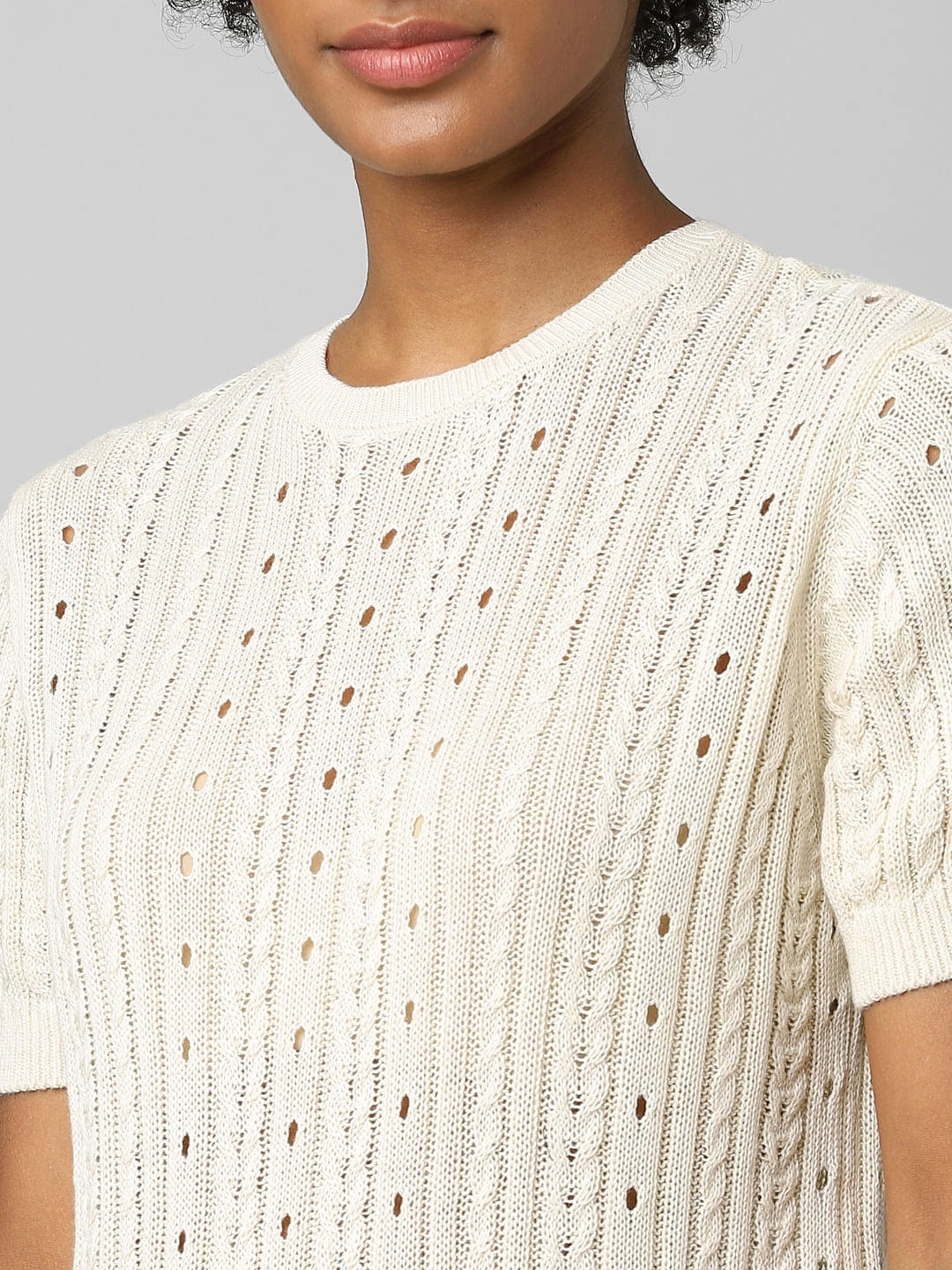 Beige Cable Knit Top