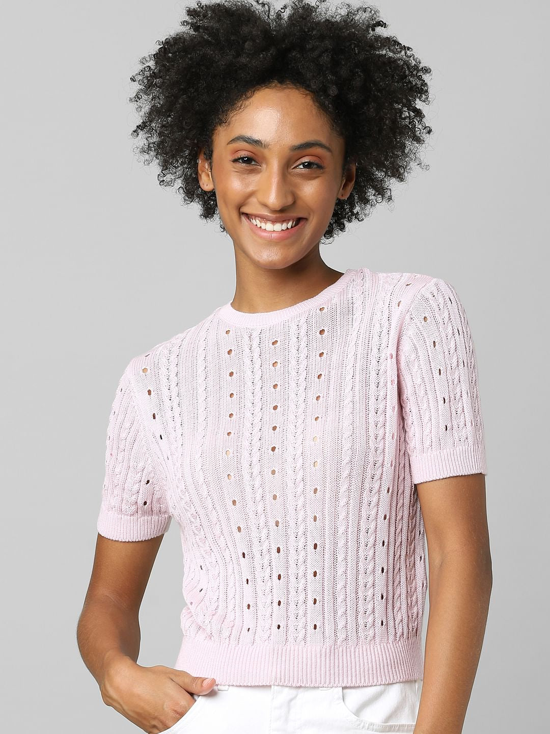 Lilac Cable Knit Top