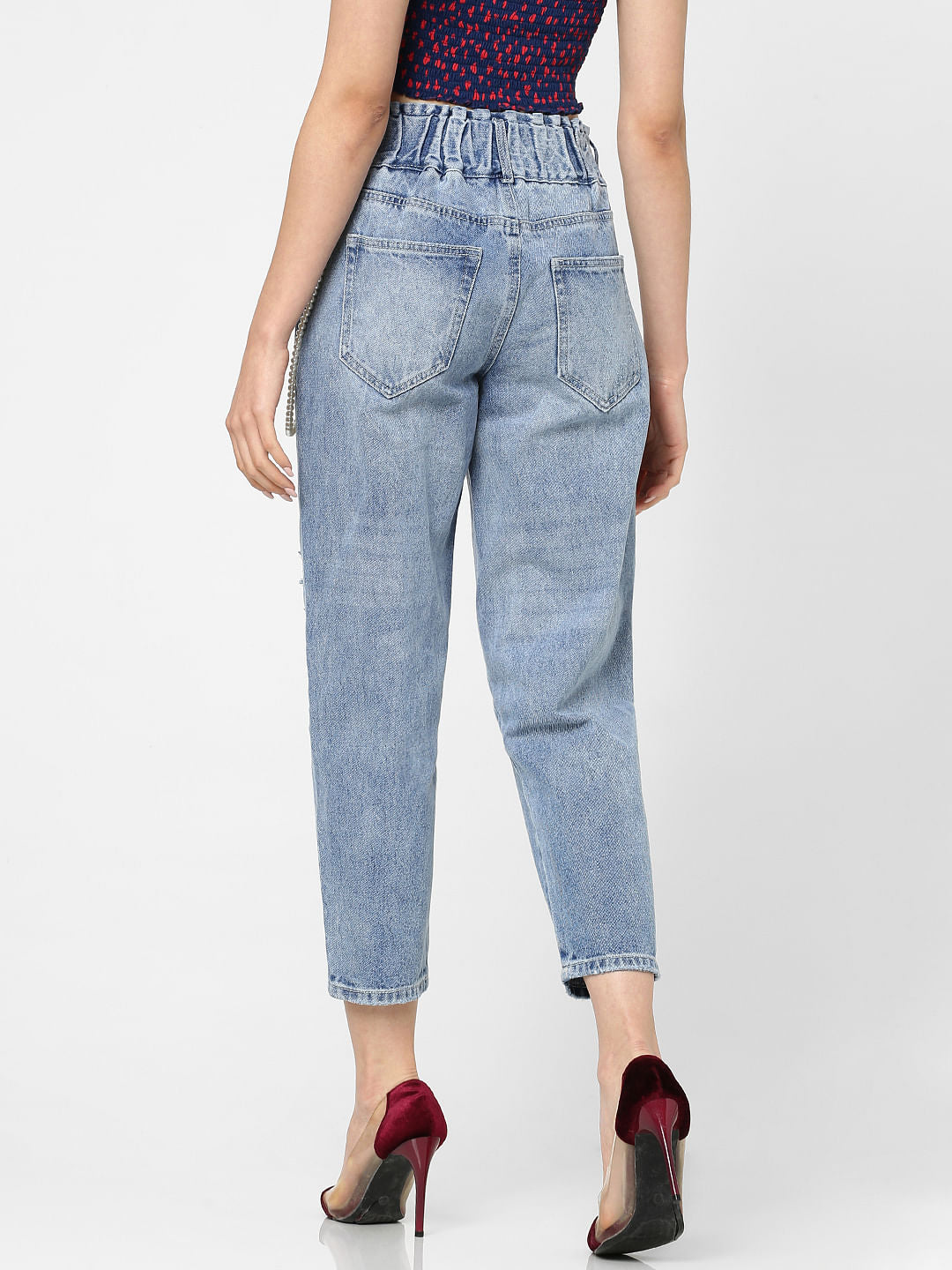 Blue High Rise Carrort Fit Jeans