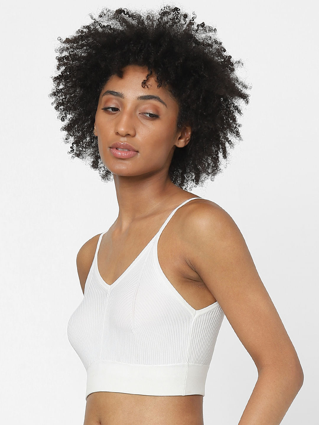 White Ribbed Crop Top