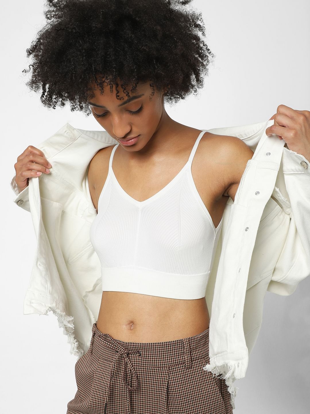 White Ribbed Crop Top