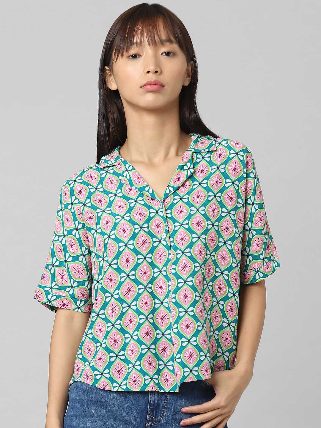 Green Printed Resort Shirt