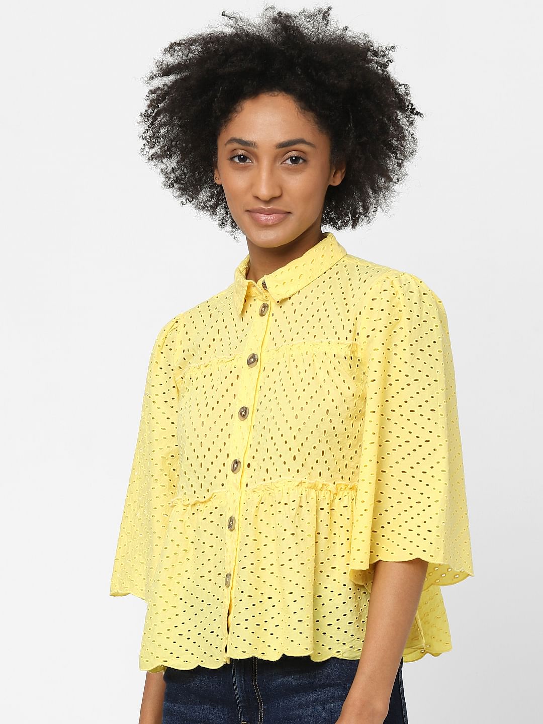 Yellow Schiffli Shirt