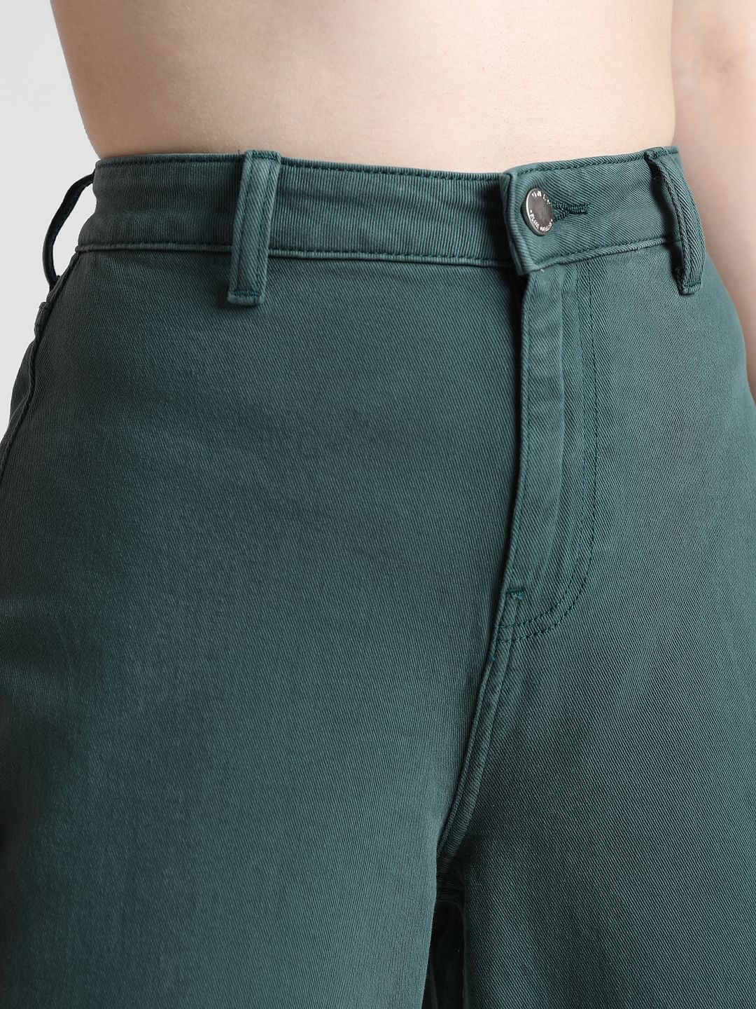 Green High Rise Mom Jeans