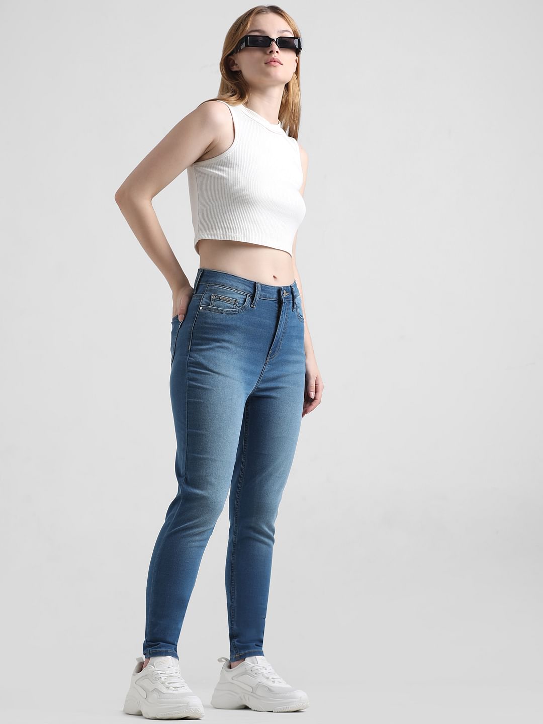 Blue High Rise Skinny Jeans