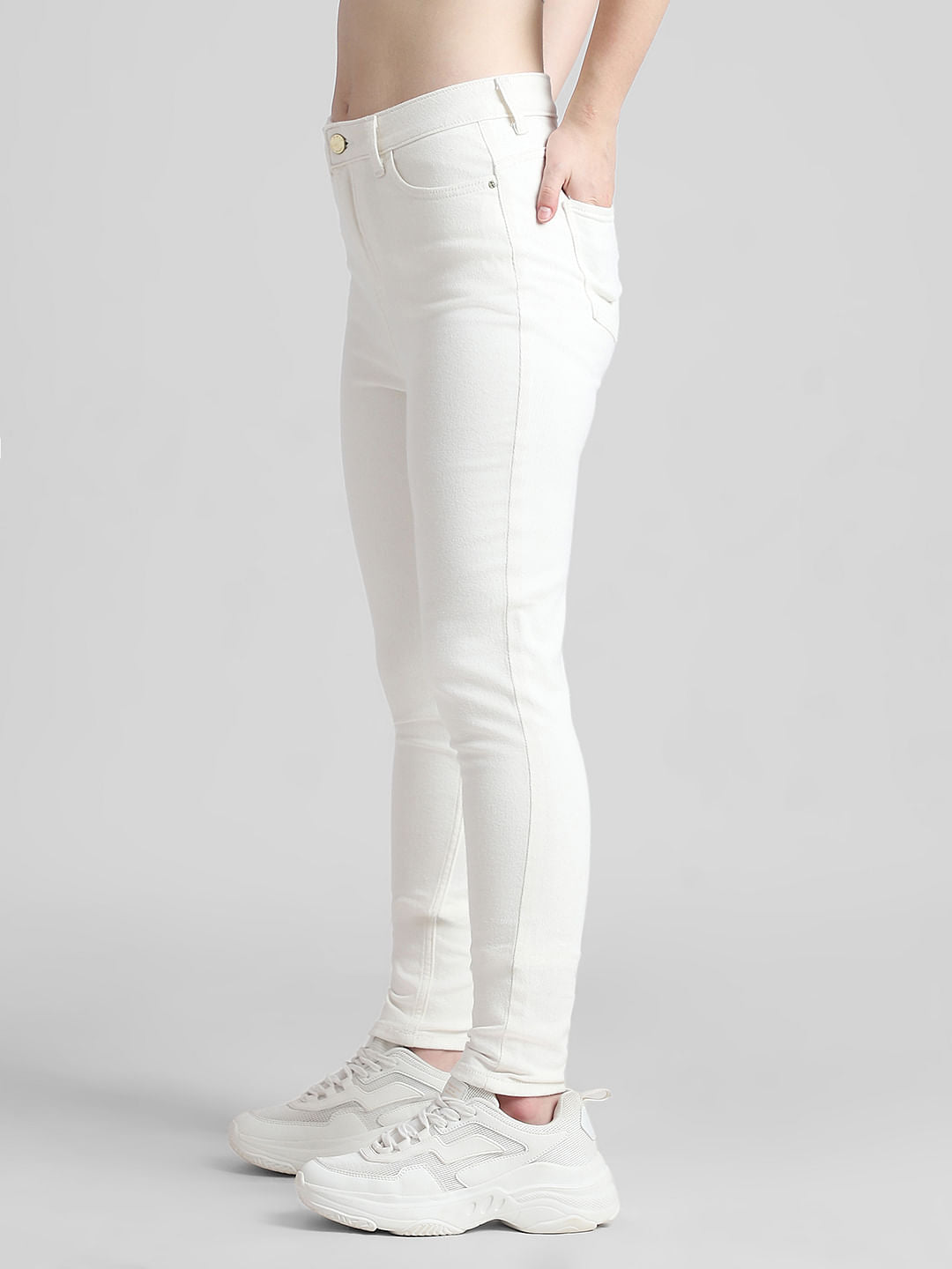 White High Rise Piper Skinny Jeans