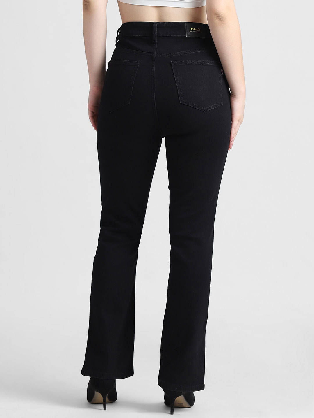 Black High Rise Hella Flared Jeans