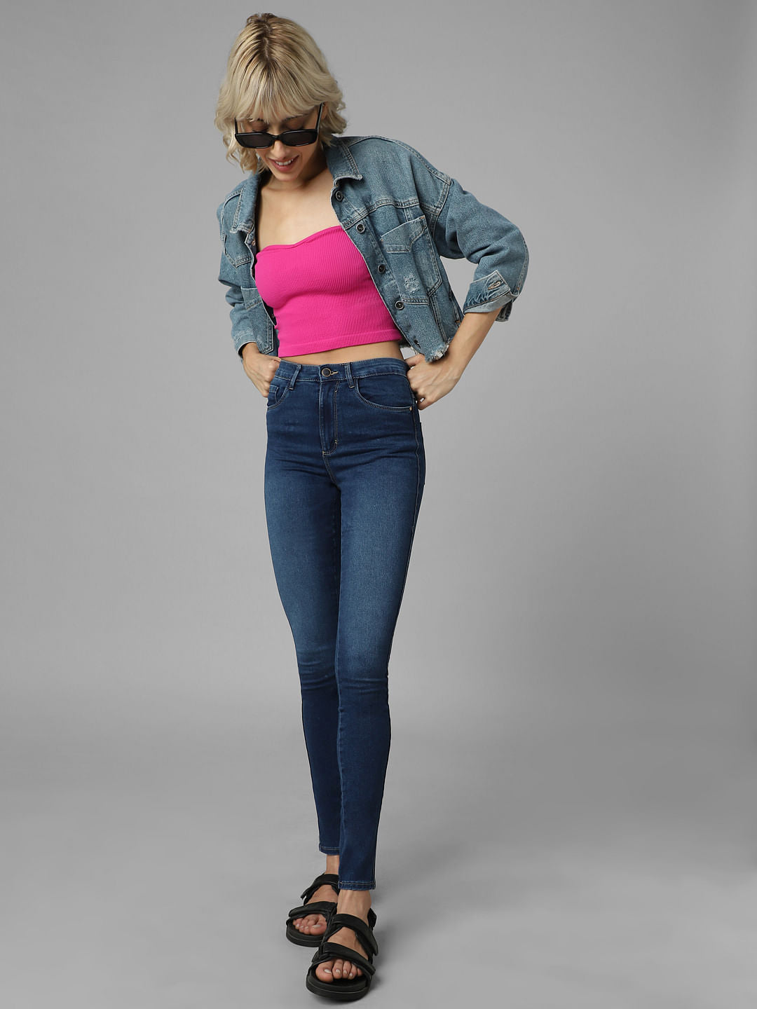 Dark Blue High Rise Skinny Fit Jeans