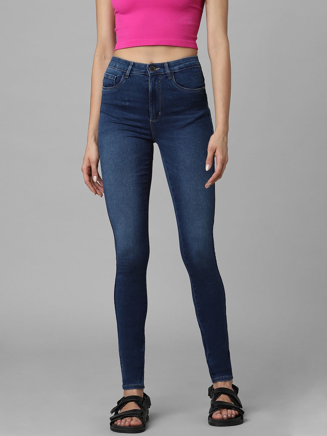 Dark Blue High Rise Skinny Fit Jeans