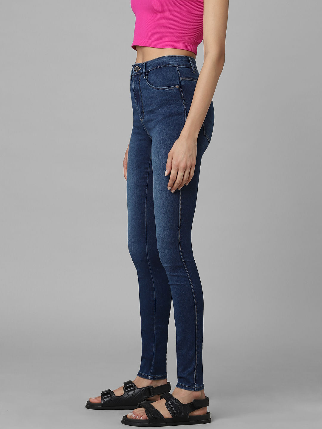 Dark Blue High Rise Skinny Fit Jeans