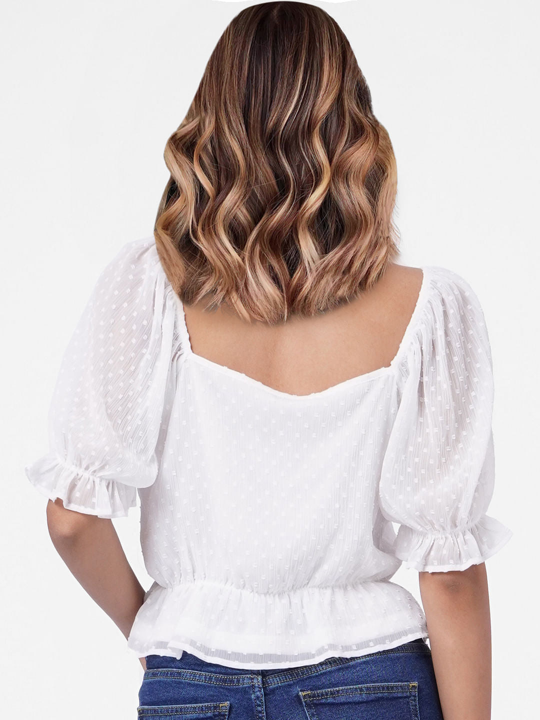 White Dobby Crop Top