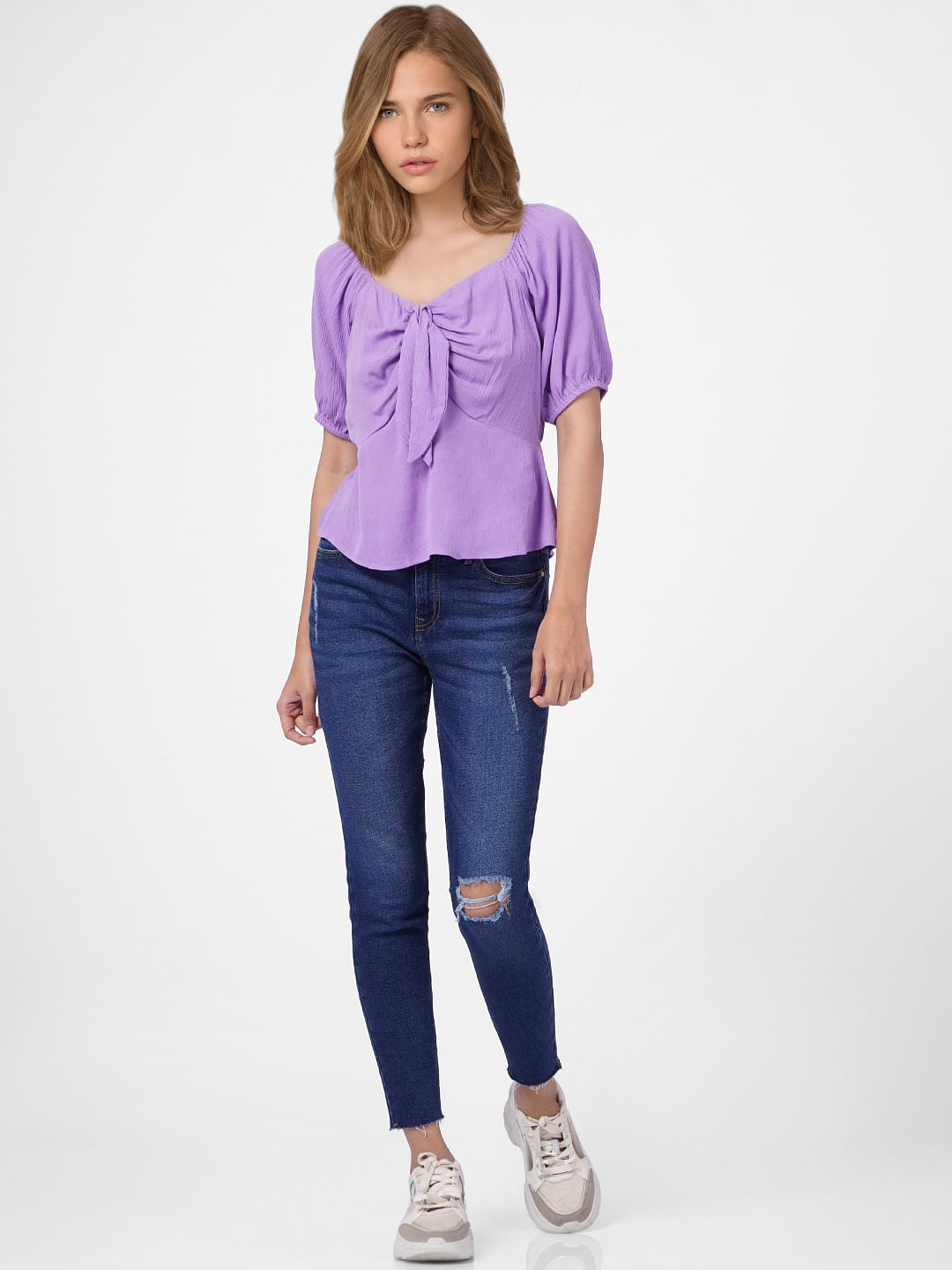 Lavender Bow Detail Top