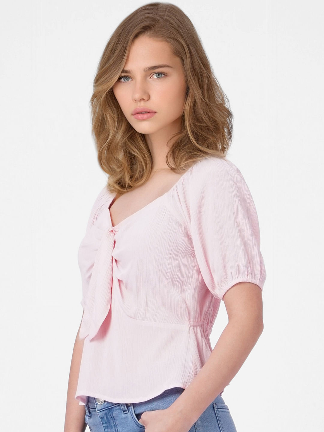 Pink Bow Detail Top
