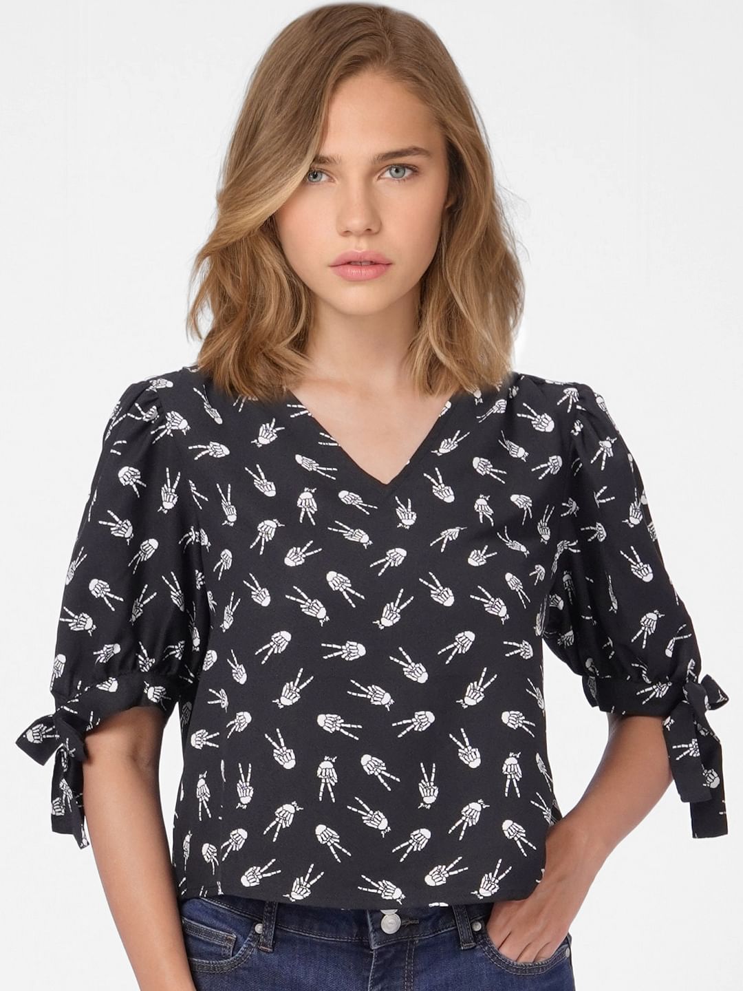 Black Printed Top