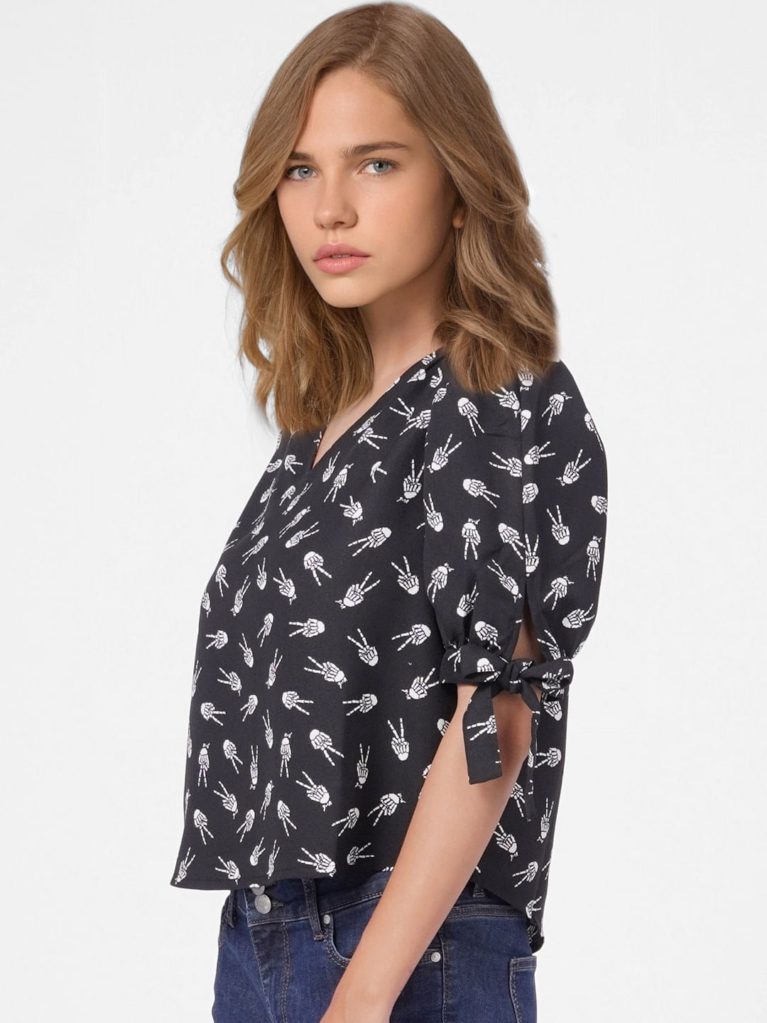 Black Printed Top