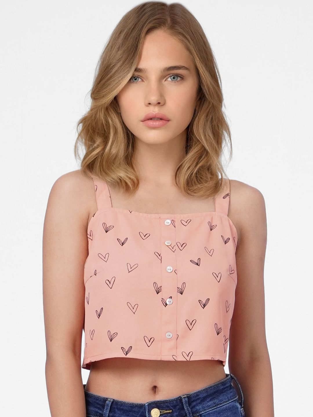 Pink Printed Crop Top
