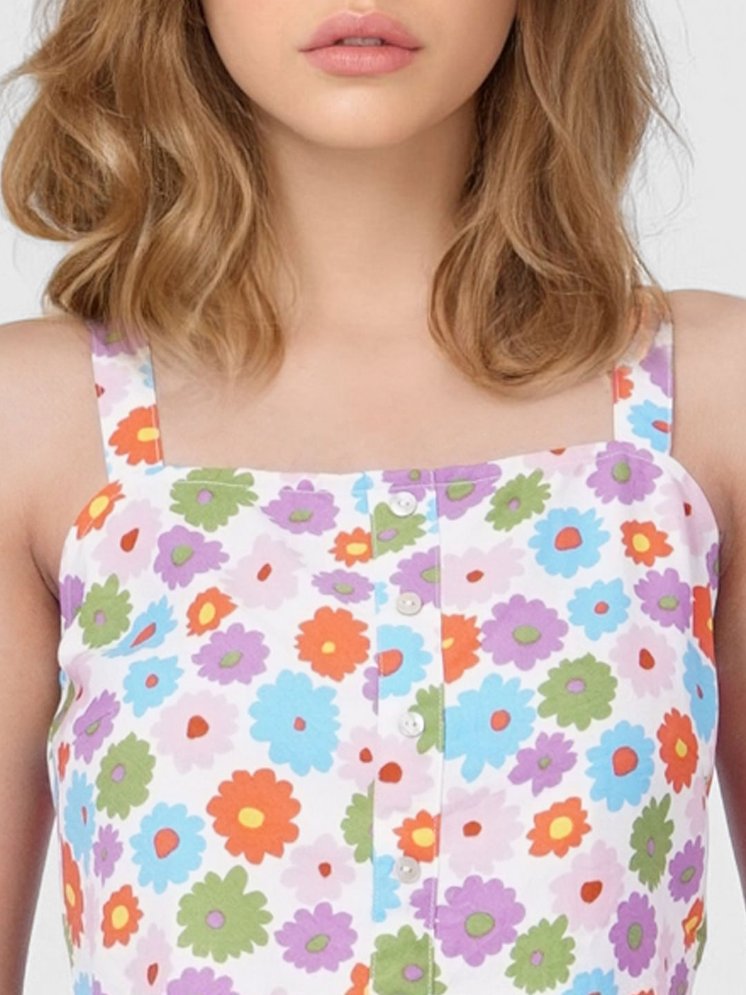 White Floral Crop Top