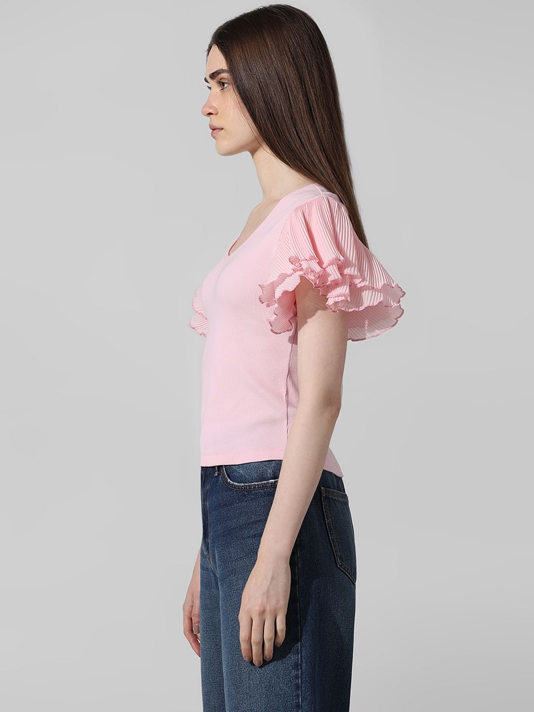 Pink Ribbed Knit Top