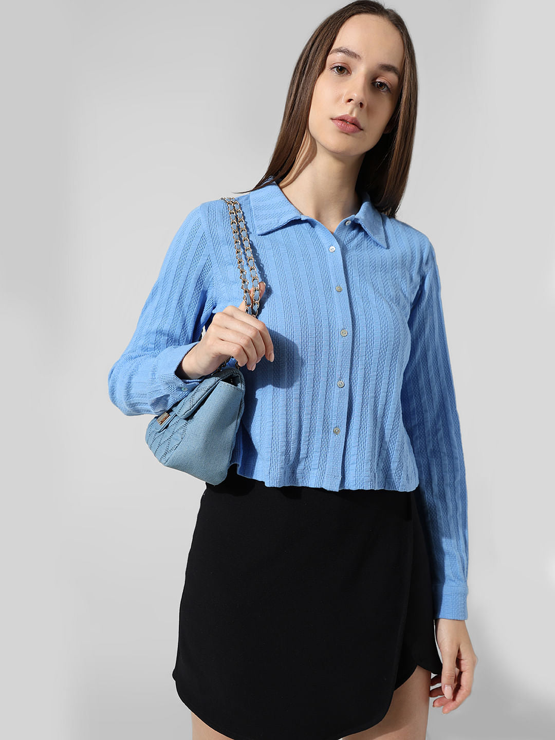 Blue Knitted Cotton Shirt