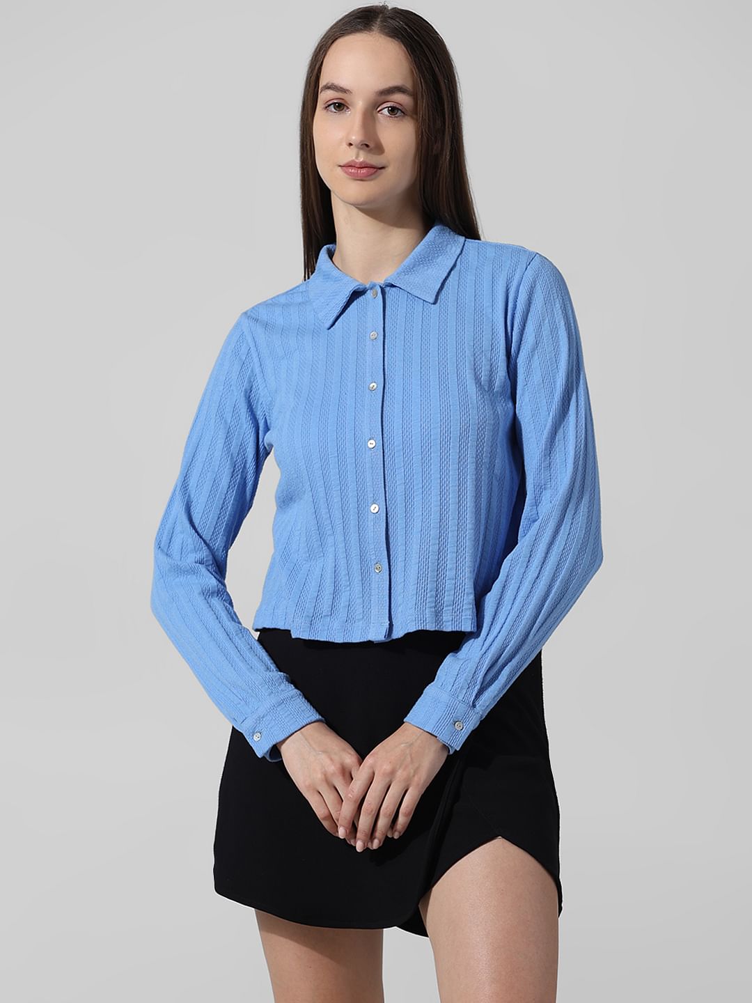 Blue Knitted Cotton Shirt