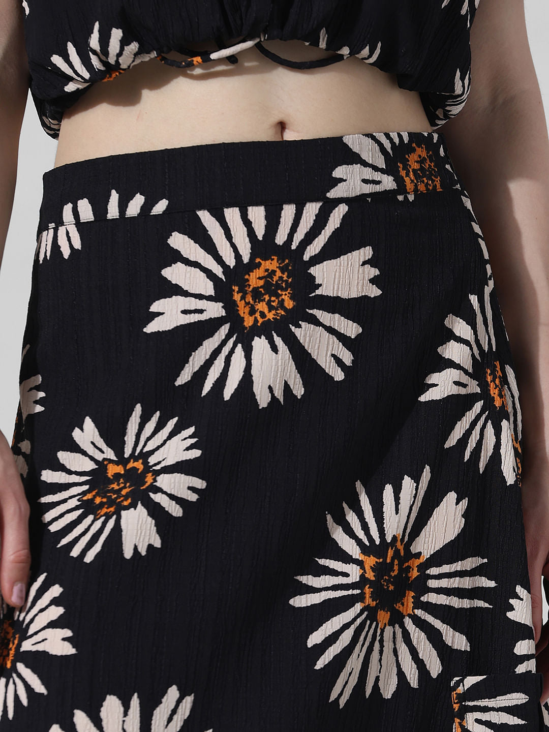 Black Floral Co-Ord Set Skirt