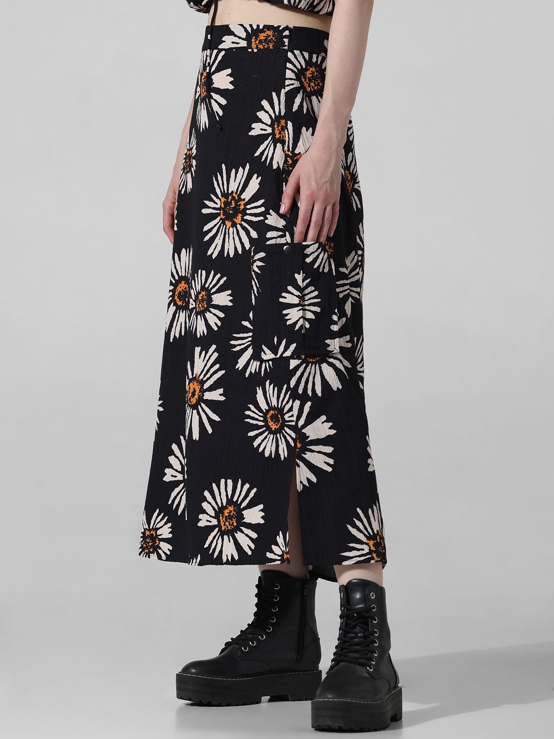 Black Floral Co-Ord Set Skirt