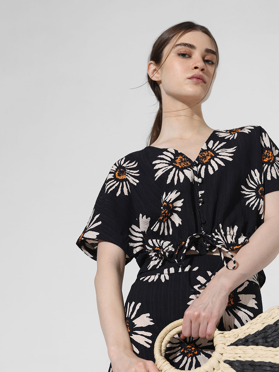 Black Floral Co-Ord Set Top