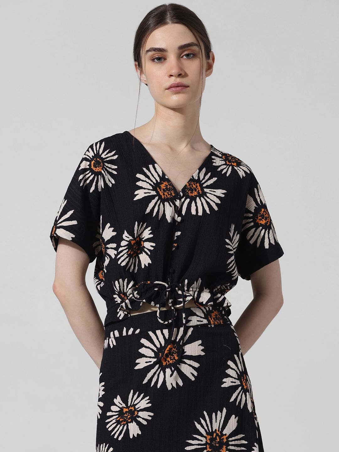 Black Floral Co-Ord Set Top