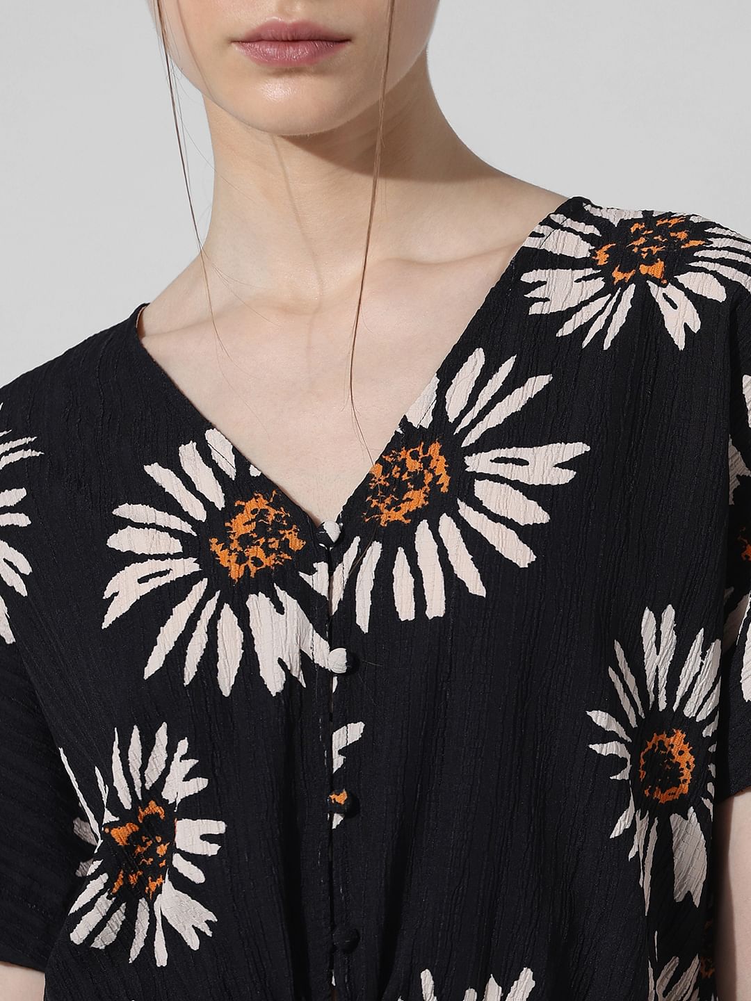 Black Floral Co-Ord Set Top