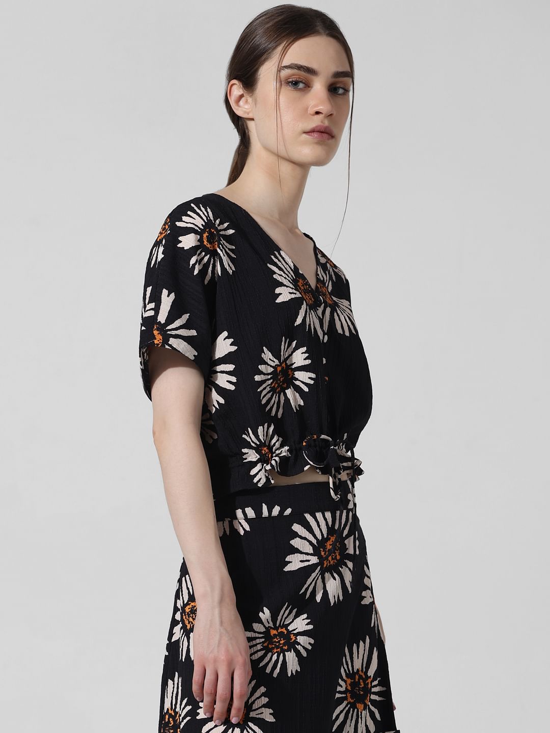 Black Floral Co-Ord Set Top