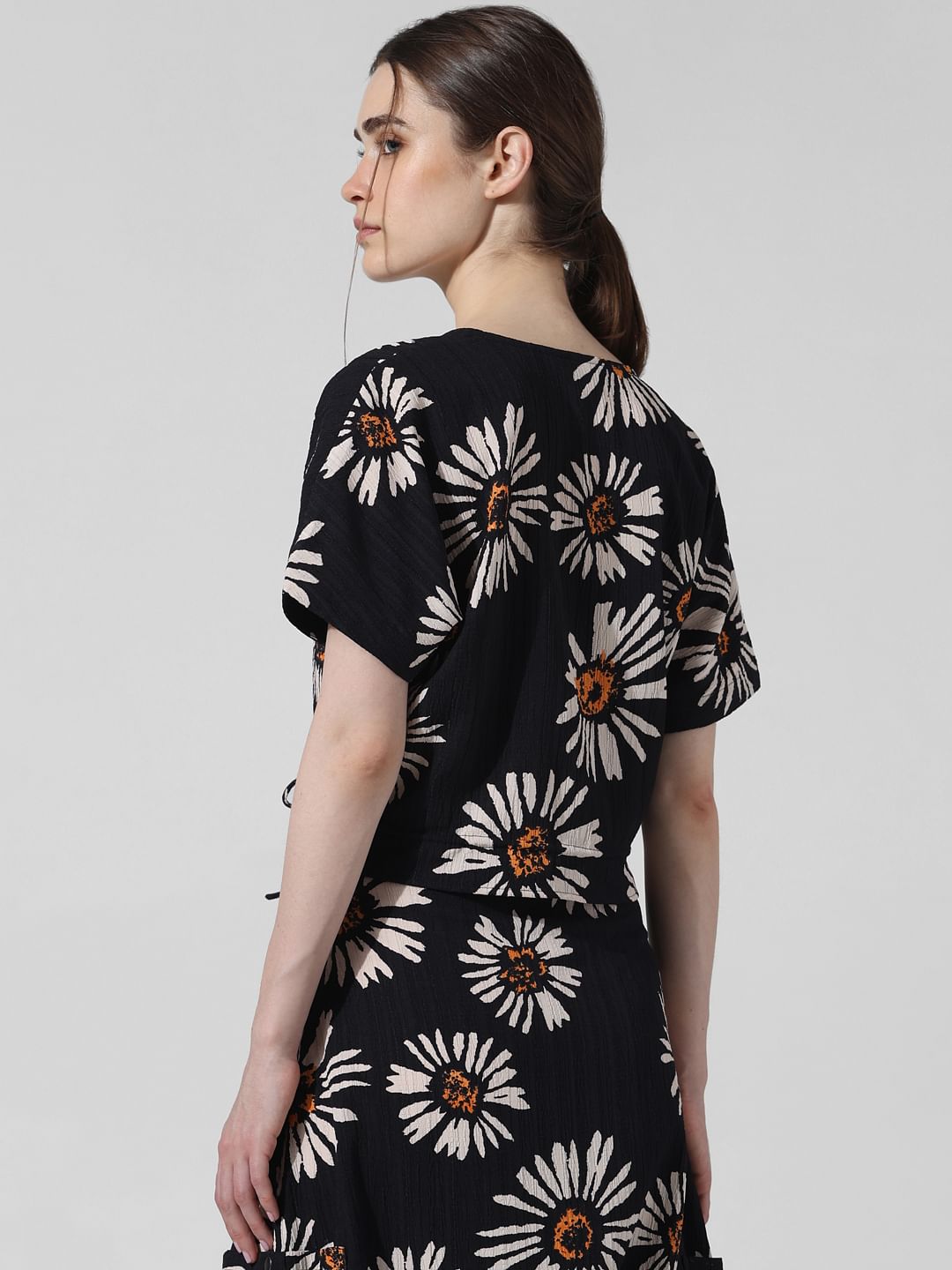 Black Floral Co-Ord Set Top