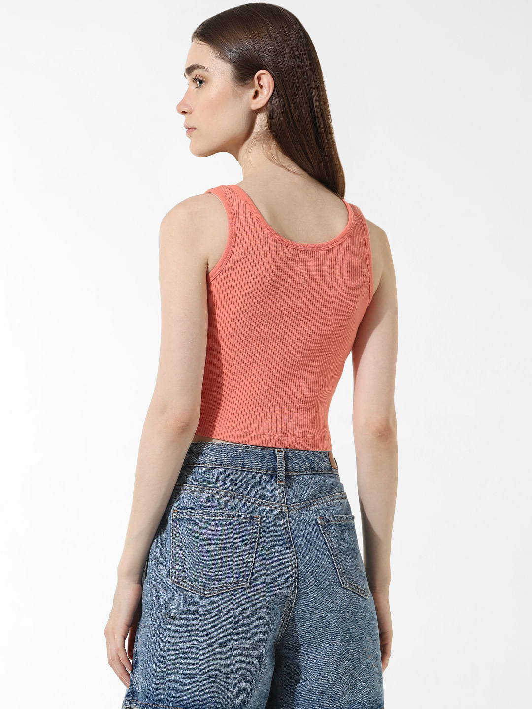 Coral Rib-Knit Top