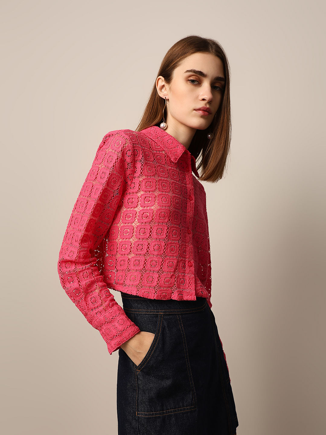 Pink Crochet Shirt