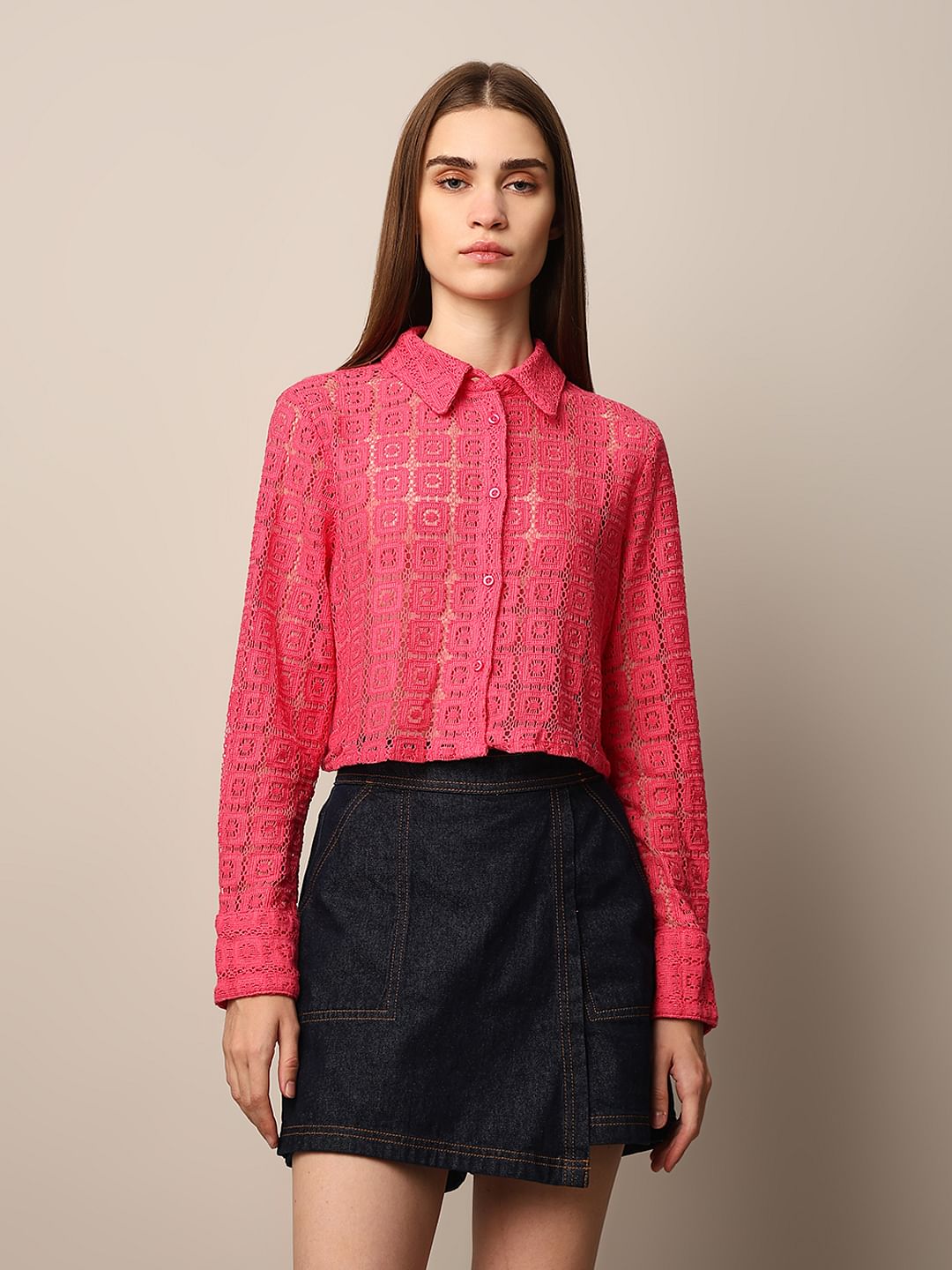 Pink Crochet Shirt